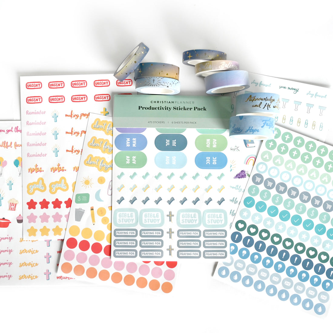 Essentials Bundle: 475 Stickers + 8 Washi Tapes